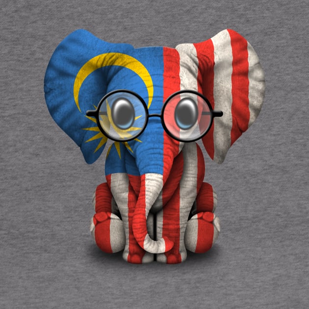 Baby Elephant with Glasses and Malaysian Flag by jeffbartels